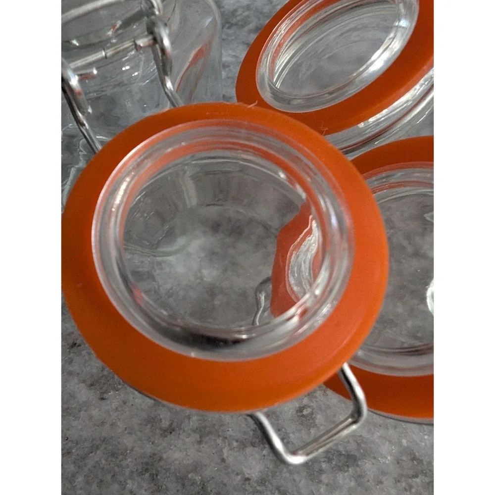 Lot‎ Of 3, 3.4 oz Spice Jars with Lids And Rubber Closure